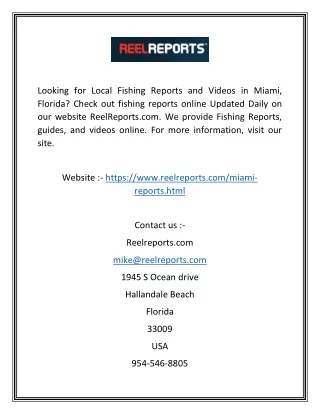 Find Florida Fishing Reports | ReelReports.com