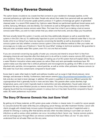 the history reverse osmosis
