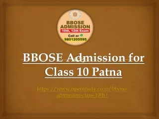 BBOSE Admission for Class 10 Details by Open Study Centre