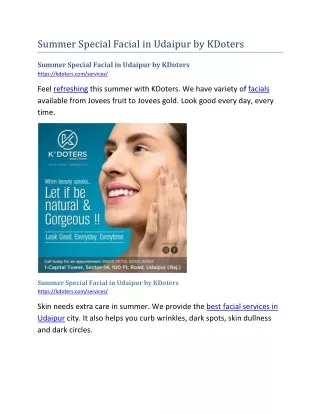 summer special facial in udaipur by kdoters