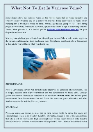 what not to eat in varicose veins