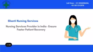 Nursing Services Provider in India - Ensure Faster Patient Recovery
