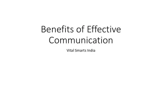 Benefits of Effective Communication