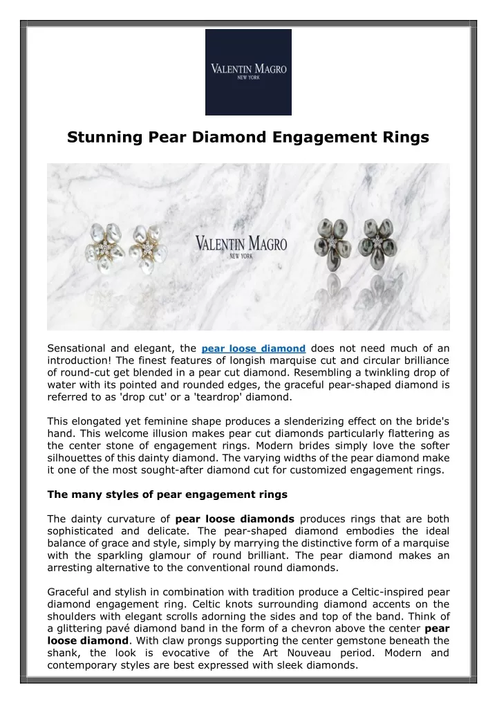 stunning pear diamond engagement rings