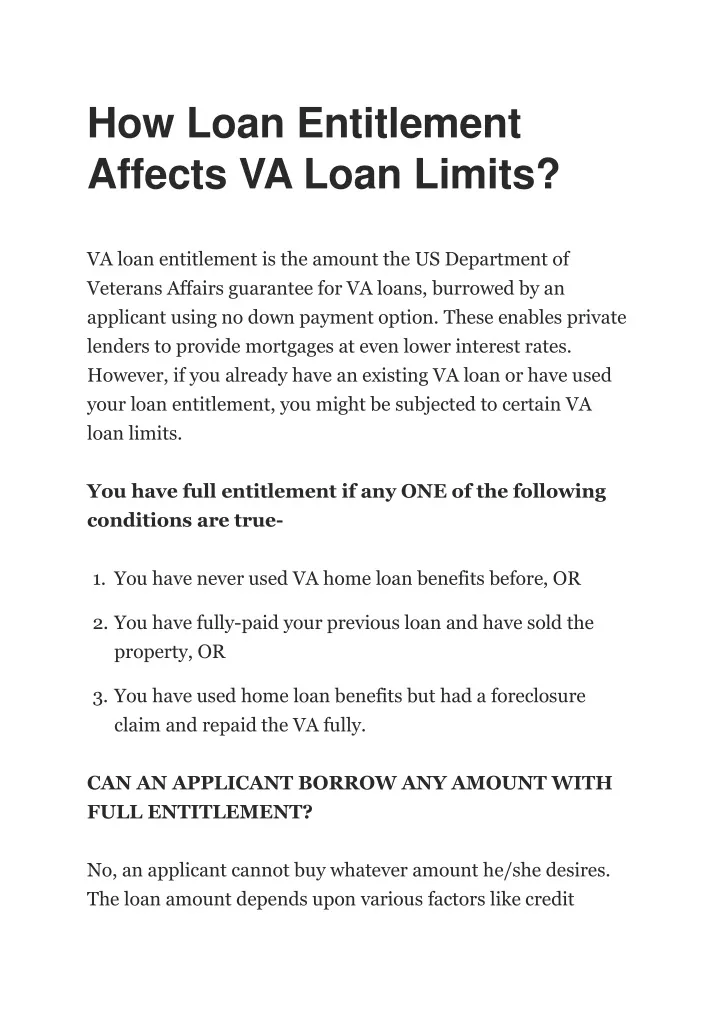 PPT VA Loan Limits PowerPoint Presentation, free download ID10453682