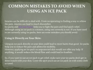COMMON MISTAKES TO AVOID WHEN USING AN ICE PACK