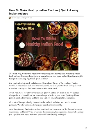 how to make healthy indian recipes quick easy