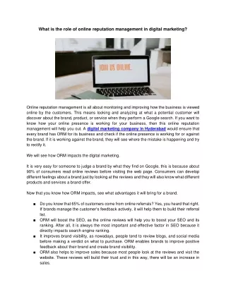 what is the role of online reputation management