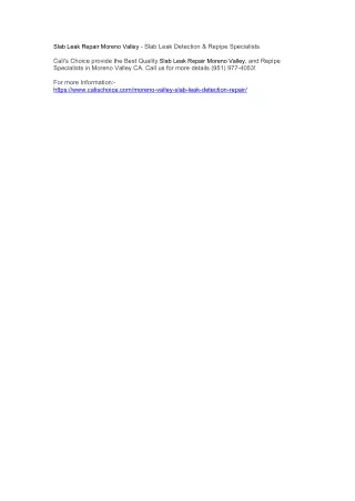 slab leak repair moreno valley slab leak
