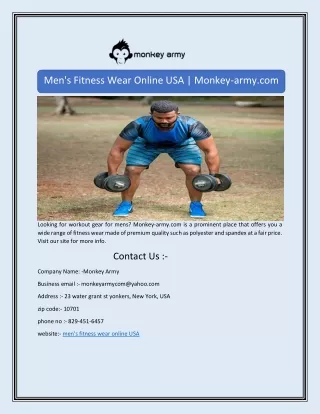 Men's Fitness Wear Online USA | Monkey-army.com