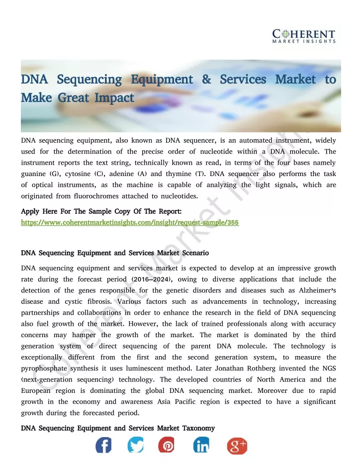 dna sequencing equipment services market