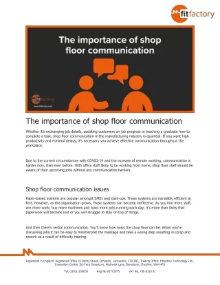 the importance of shop floor communication