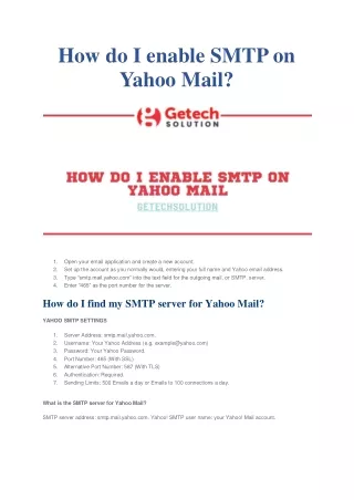 How do i enable SMTP on Yahoo Mail ?