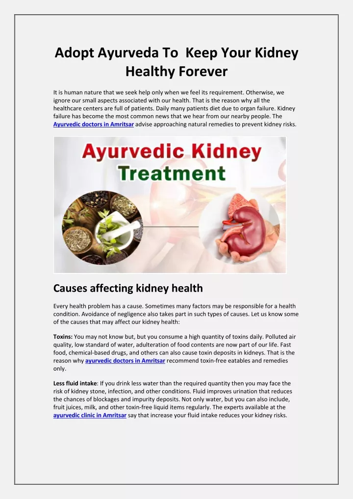 adopt ayurveda to keep your kidney healthy forever