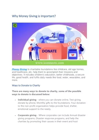 why money giving is important why money giving