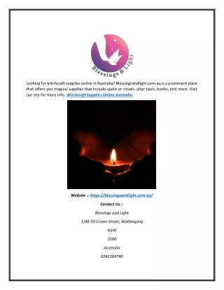 Witchcraft Supplies Online Australia | Blessingsandlight.com.au
