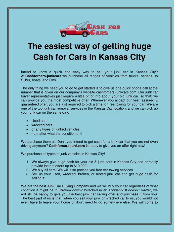 the easiest way of getting huge cash for cars