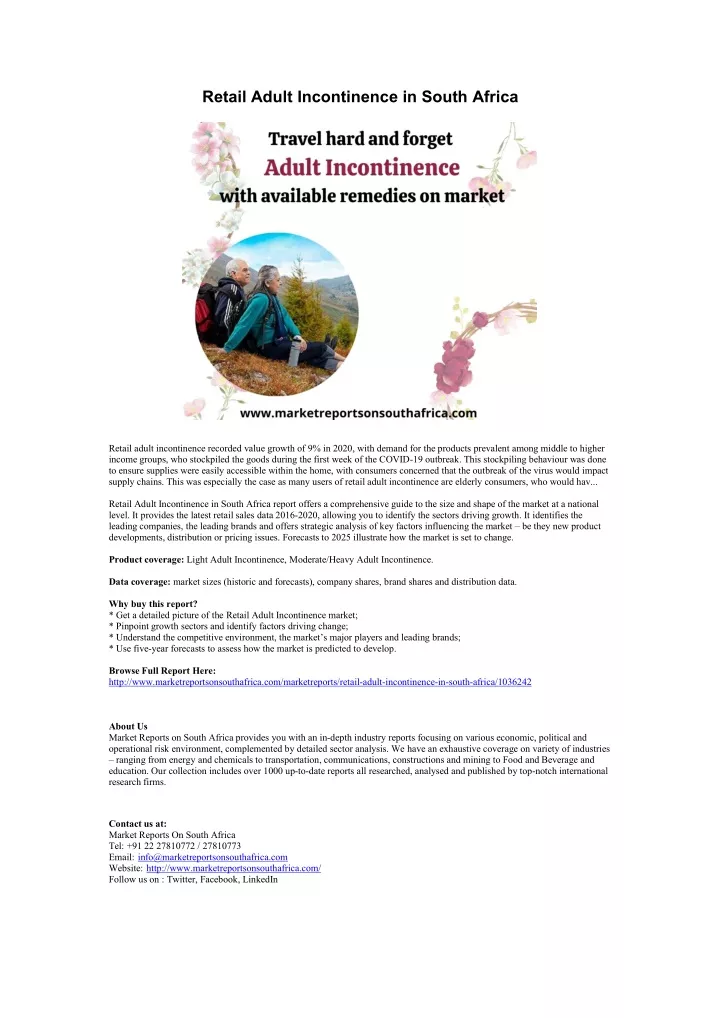 retail adult incontinence in south africa