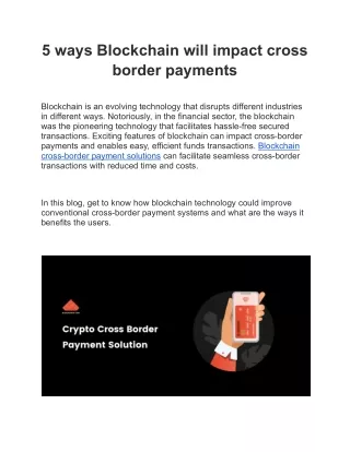 Blockchain Cross Border Payment Solution