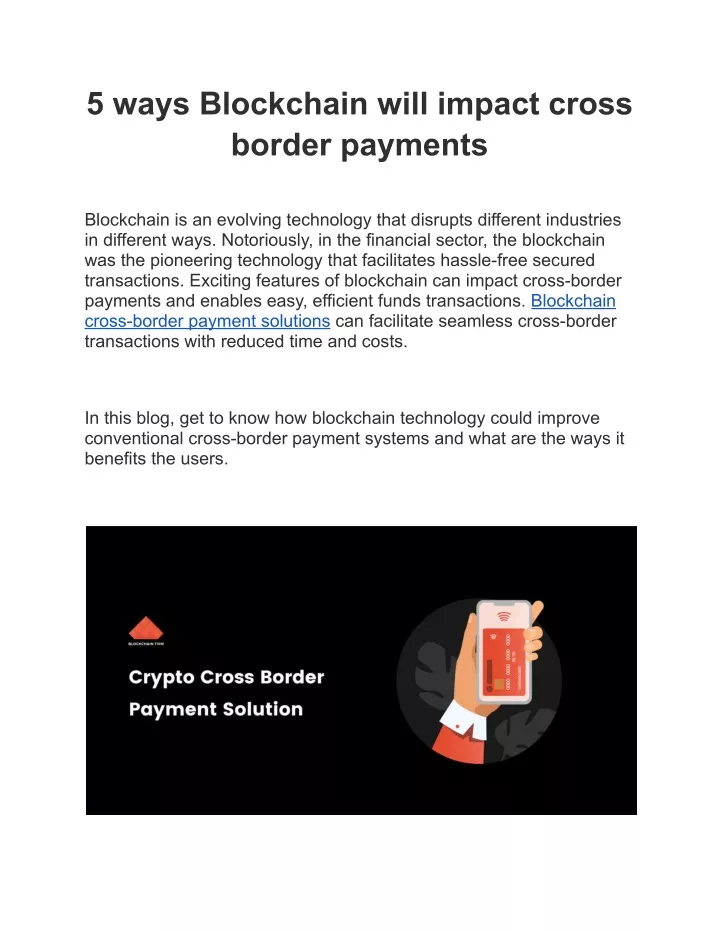 5 ways blockchain will impact cross border