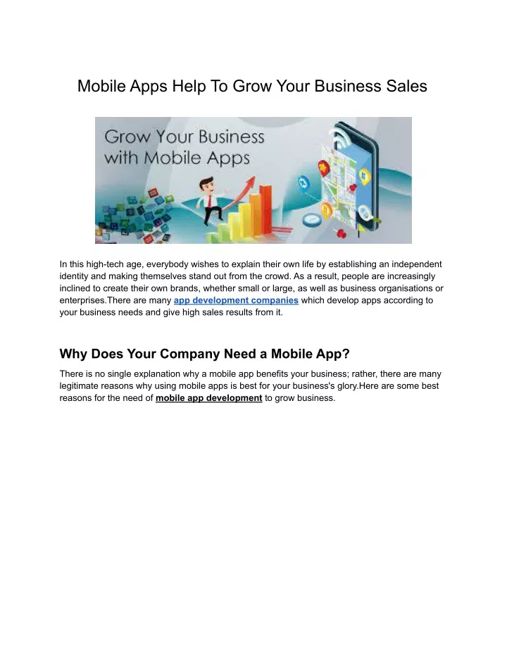mobile apps help to grow your business sales