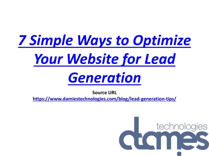 7 simple ways to optimize your website for lead