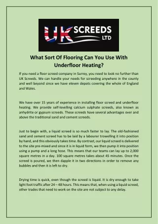 what sort of flooring can you use with underfloor