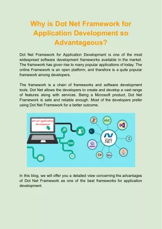 why is dot net framework for application