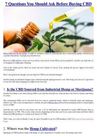 7 questions you should ask before buying cbd