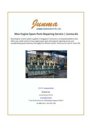 Man Engine Spare Parts Repairing Service | Junma.biz