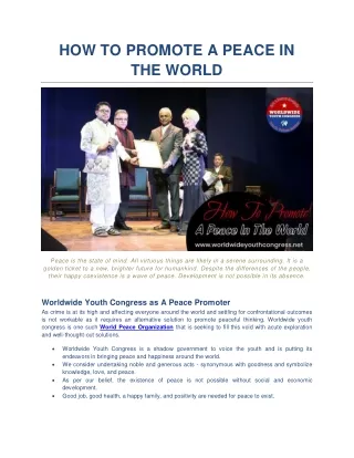 how to promote a peace in the world