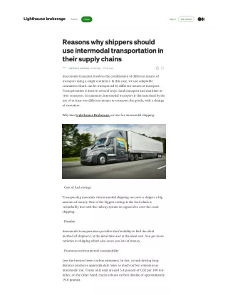 Reasons why shippers should use intermodal transportation in their supply chains