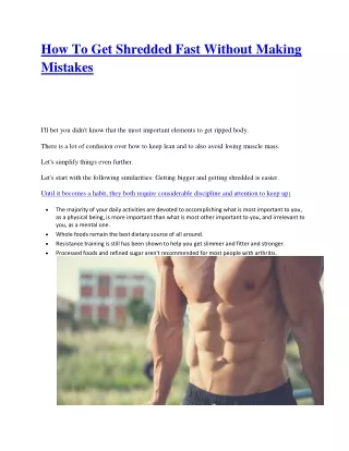 How To Get Shredded Fast Without Making Mistakes