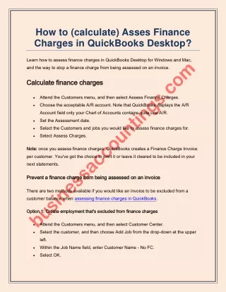 how to calculate asses finance charges