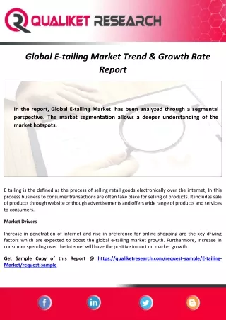 global e tailing market trend growth rate report