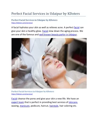 perfect facial services in udaipur by kdoters