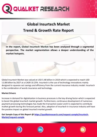 global insurtech market trend growth rate report