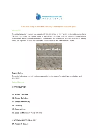 exhaustive study on adsorbent market by knowledge