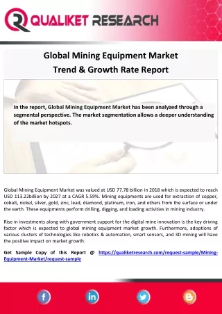 global mining equipment market trend growth rate