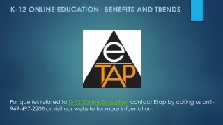 K-12 Online Education- Benefits and Trends