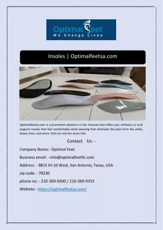 Insoles | Optimalfeetsa.com
