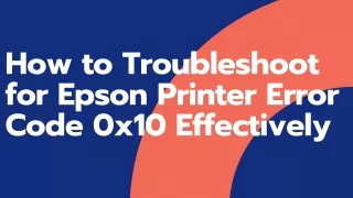 How to Fix Epson printer error code 0x10