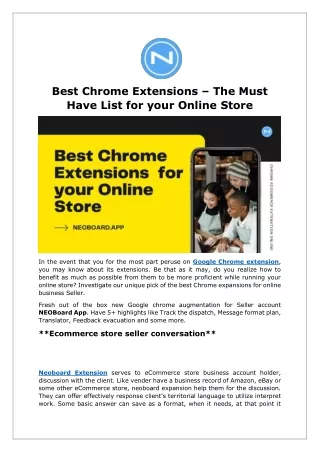 Best Ecommerce Chrome Extension – for your Online Store NEOBOARD