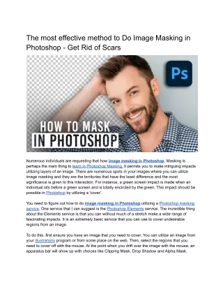 The most effective method to Do Image Masking in Photoshop - Get Rid of Scars