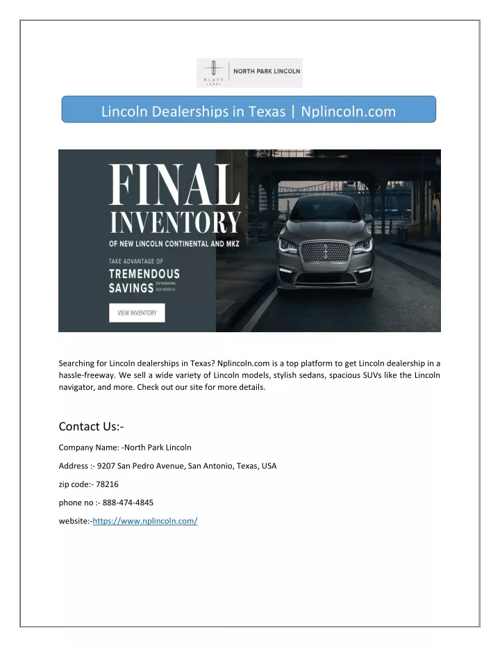 lincoln dealerships in texas nplincoln com