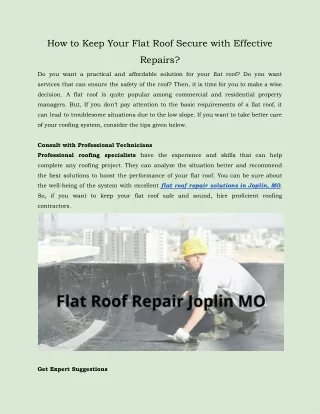 how to keep your flat roof secure with effective