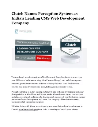 clutch names perception system as india s leading