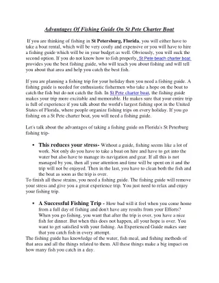 Advantages Of Fishing Guide On St Pete Charter Boat