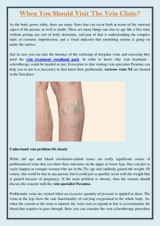 when you should visit the vein clinic