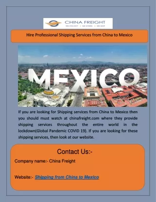 Hire Professional Shipping Services from China to Mexico